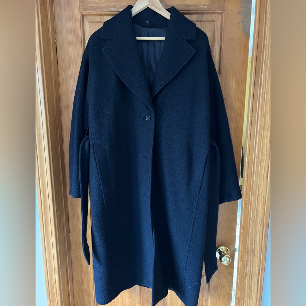 & Other Stories Navy Wool Wrap Coat NWOT